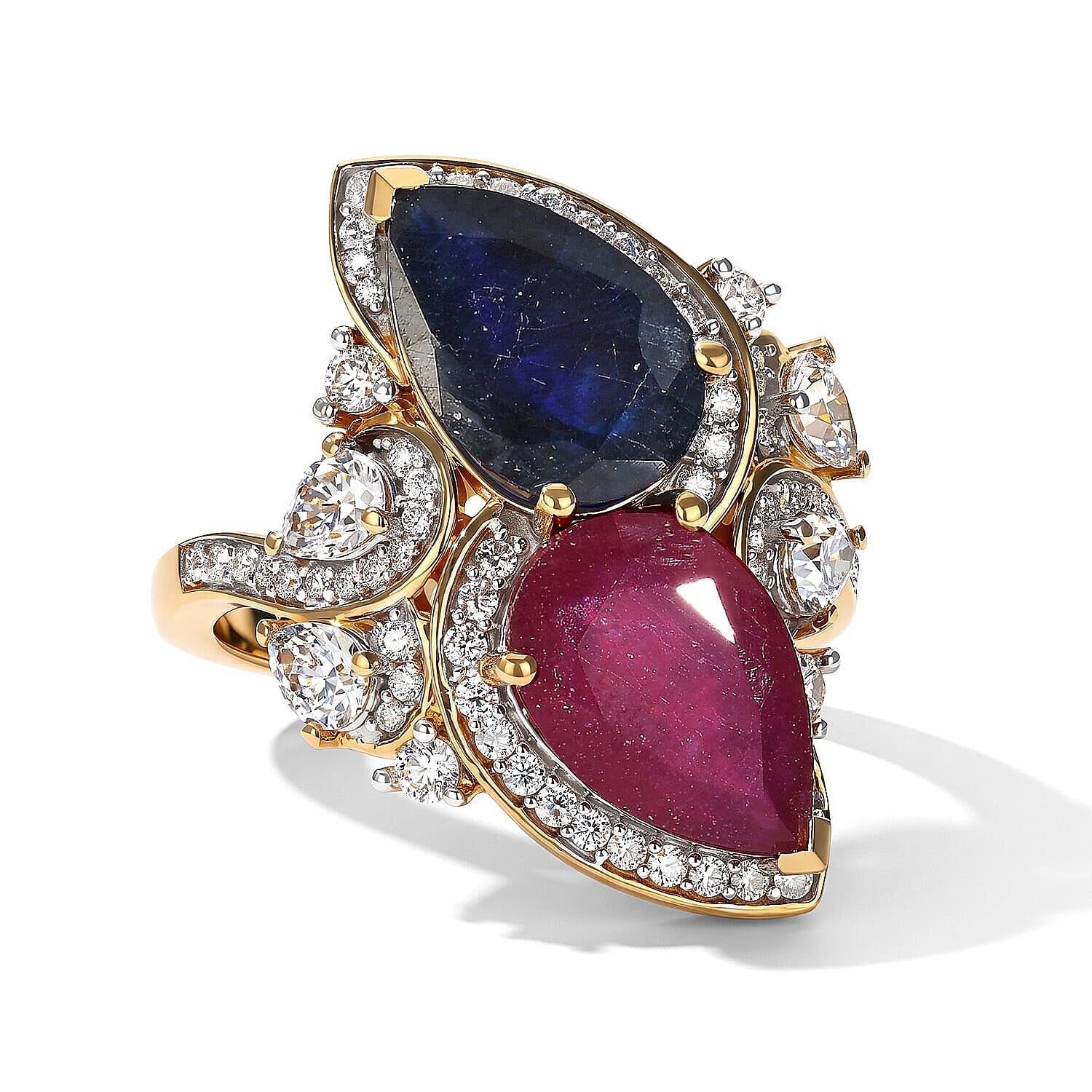 D''Joy Premium Masoala Sapphire (D), Moissanite Ring in 18K Vermeil YG Over Sterling Silver (Size 10.0) 9.40 ctw