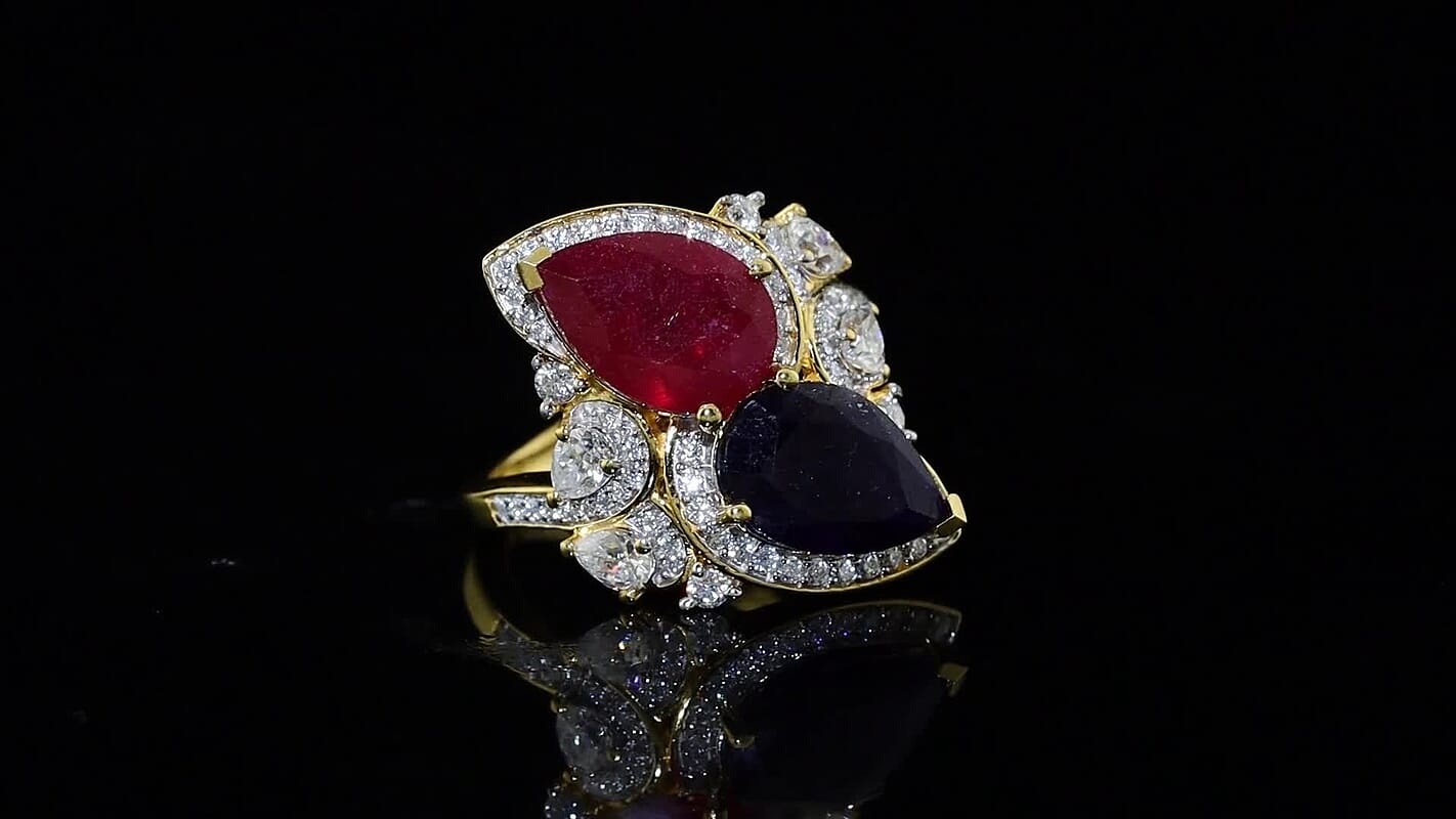 D''Joy Premium Masoala Sapphire (D), Moissanite Ring in 18K Vermeil YG Over Sterling Silver (Size 10.0) 9.40 ctw