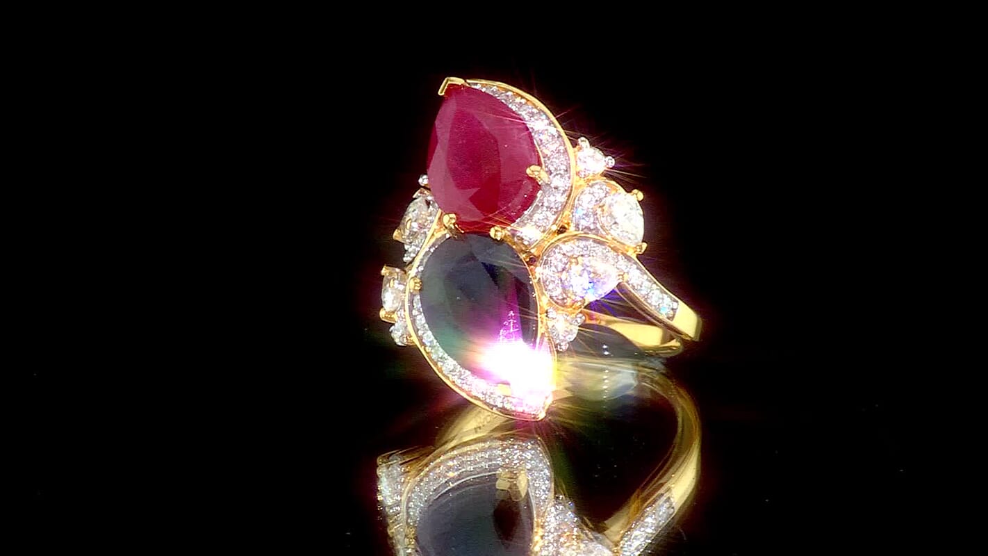 D''Joy Premium Masoala Sapphire (D), Moissanite Ring in 18K Vermeil YG Over Sterling Silver (Size 10.0) 9.40 ctw
