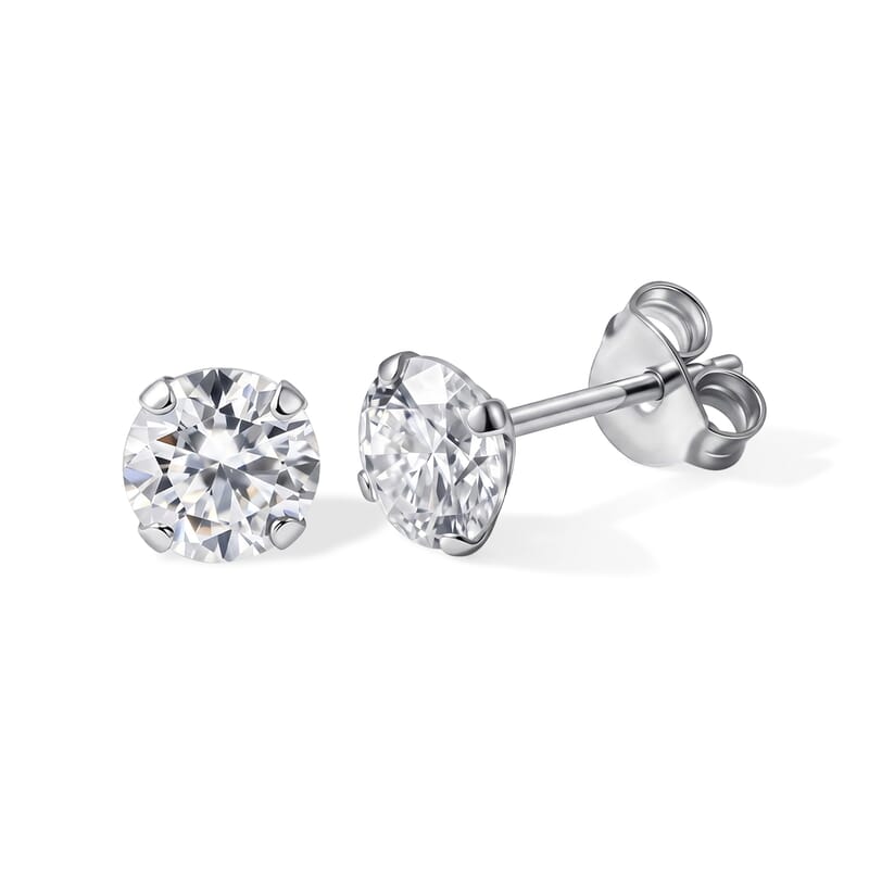 D'Joy Moissanite 1.00 ctw Earrings in Rhodium Over Sterling Silver