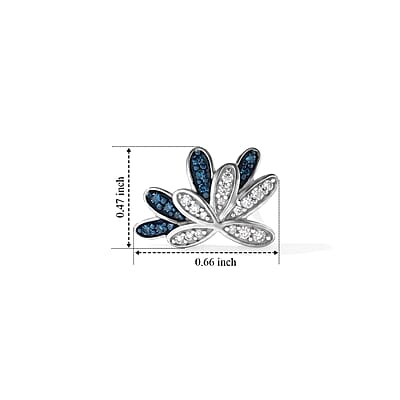 GP White and Blue Diamond 0.50 ctw Earrings in Rhodium Over Sterling Silver