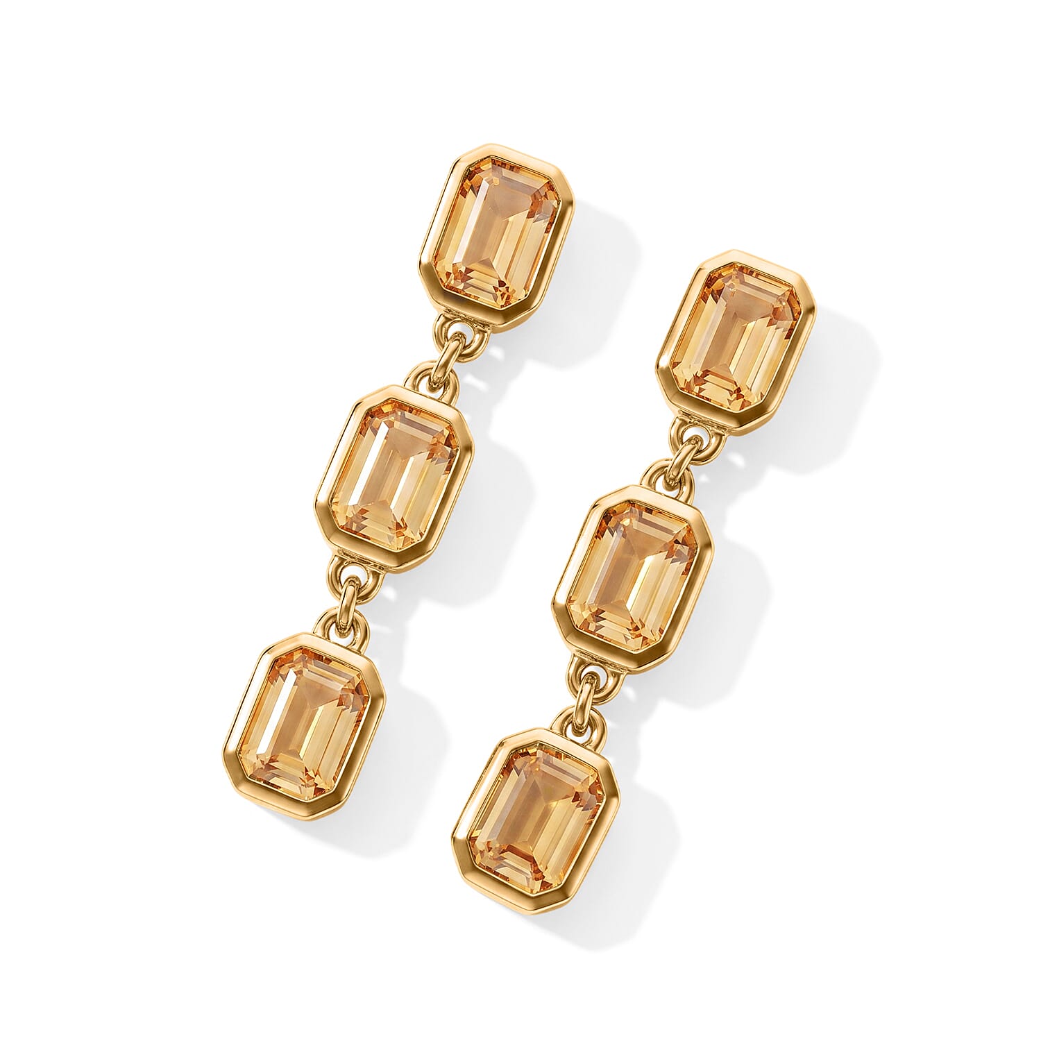 EverTrue Brazilian Citrine Dangling Earrings in 18K YG Plated 5.65 ctw