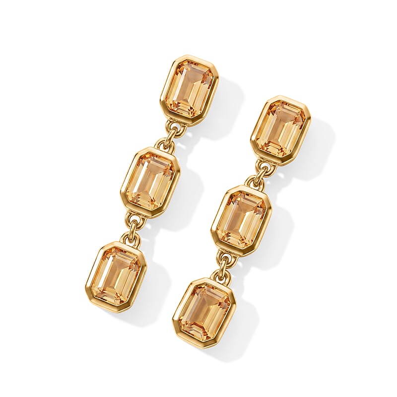 EverTrue Brazilian Citrine 5.65 ctw Marigold Solo Drop Earrings in 18K YG Plated