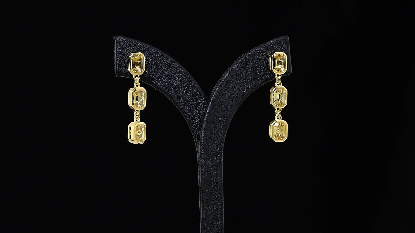 EverTrue Brazilian Citrine Dangling Earrings in 18K YG Plated 5.65 ctw