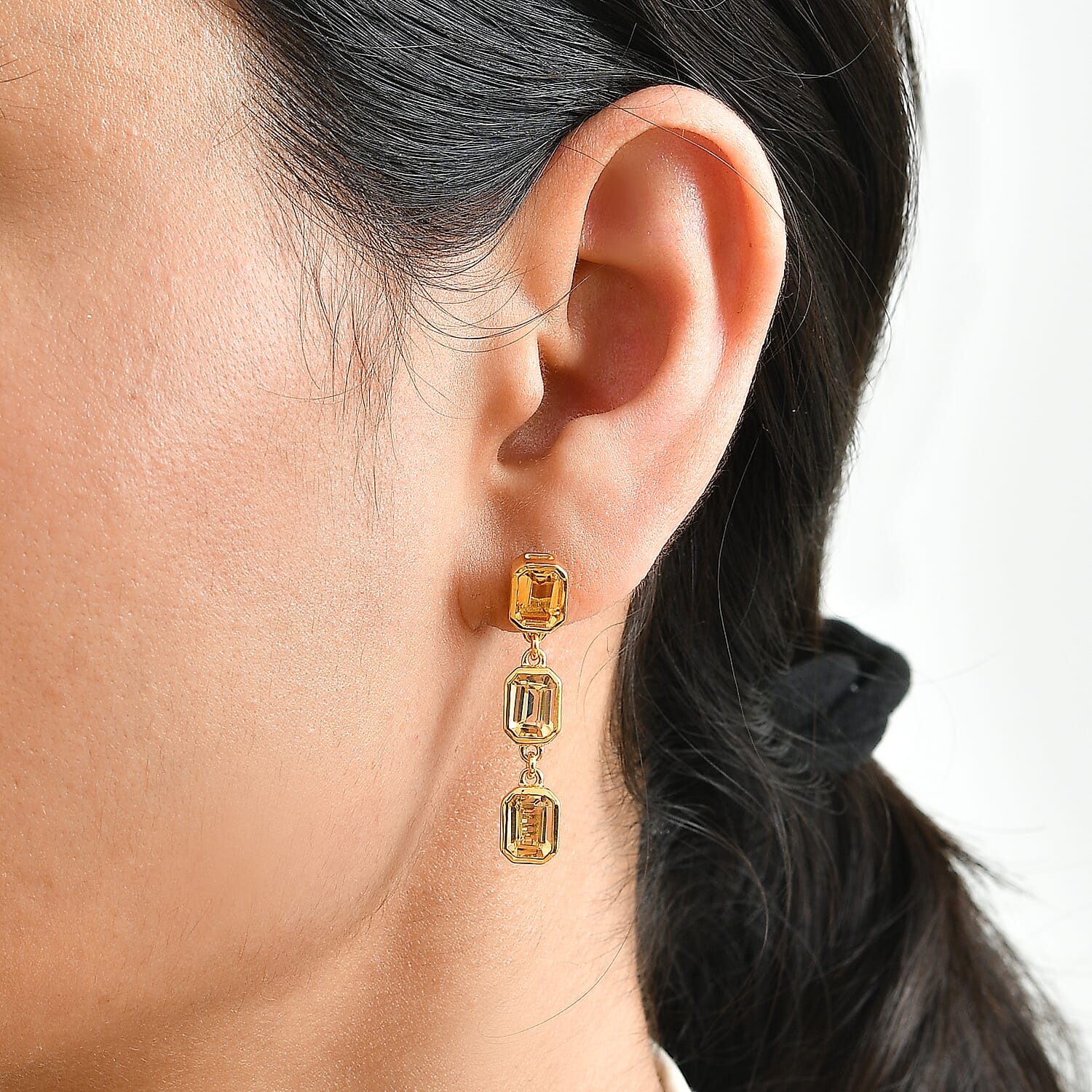 EverTrue Brazilian Citrine 5.65 ctw Marigold Solo Drop Earrings in 18K YG Plated