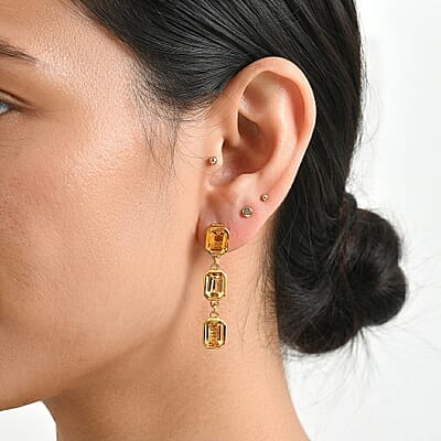EverTrue Brazilian Citrine 5.65 ctw Marigold Solo Drop Earrings in 18K YG Plated