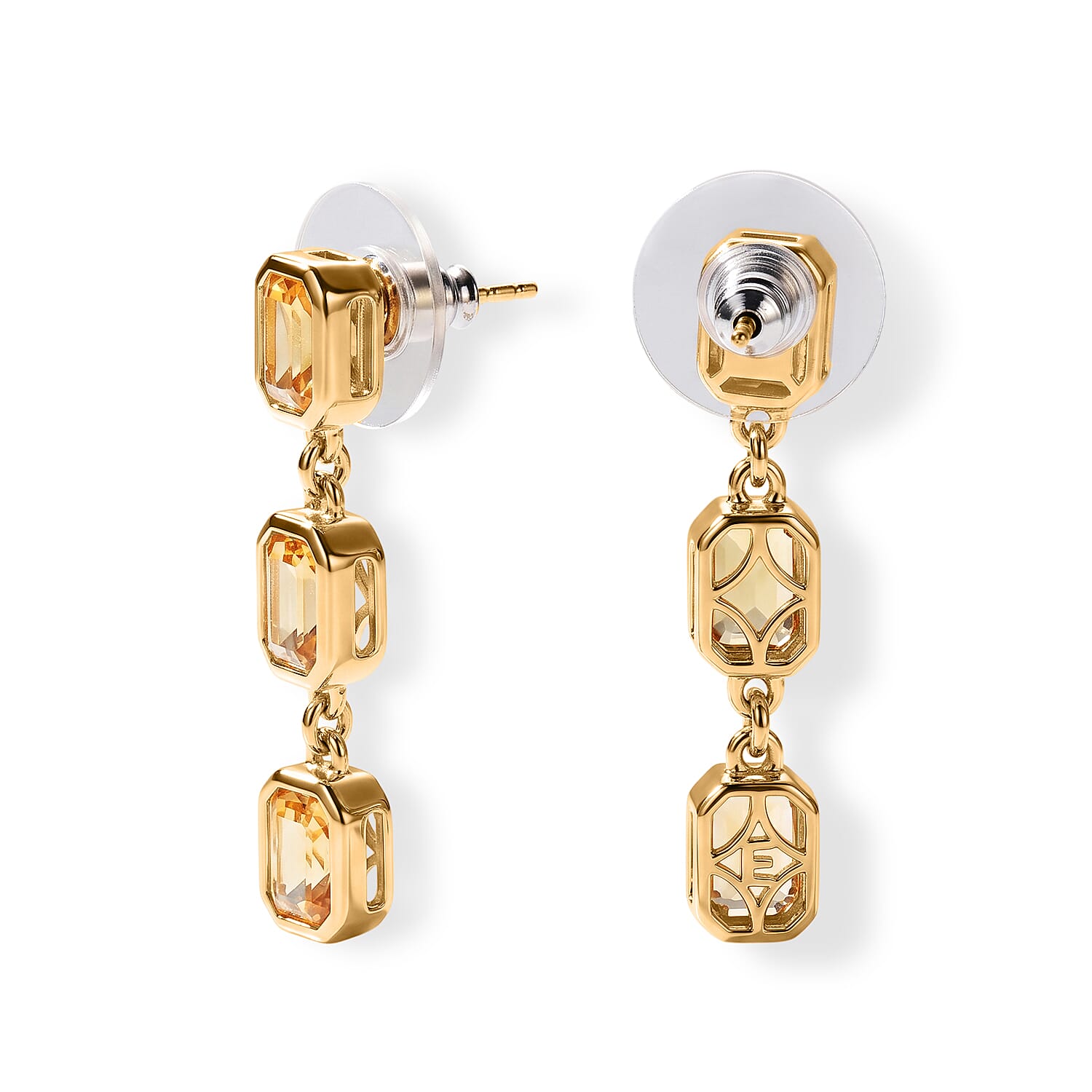 EverTrue Brazilian Citrine 5.65 ctw Marigold Solo Drop Earrings in 18K YG Plated