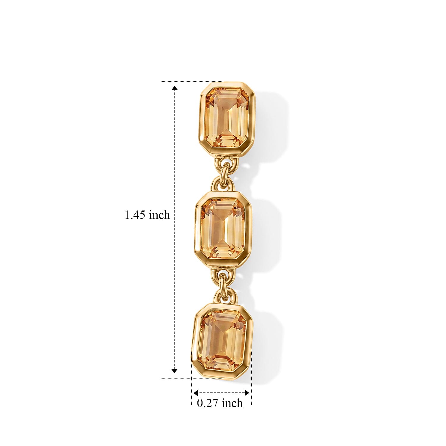EverTrue Brazilian Citrine 5.65 ctw Marigold Solo Drop Earrings in 18K YG Plated
