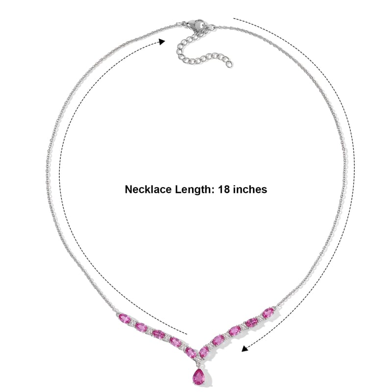 EverTrue Lab Created Pink and White Sapphire 8.10 ctw Spectrum Radiance Necklace in Platinum Bond 18 Inches