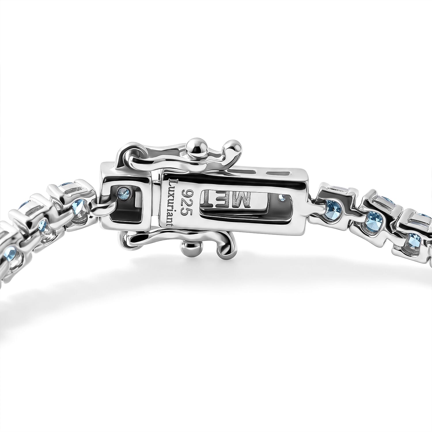 Luxuriant Lab Grown Blue Diamond (IR) SI 4.00 ctw Endless Radiance Bracelet in Rhodium Over Sterling Silver (7.25 In)