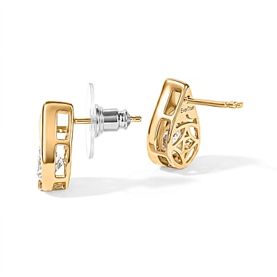 EverTrue Simulated Diamond Frost Halo Studs Earrings in 18K YG Plated