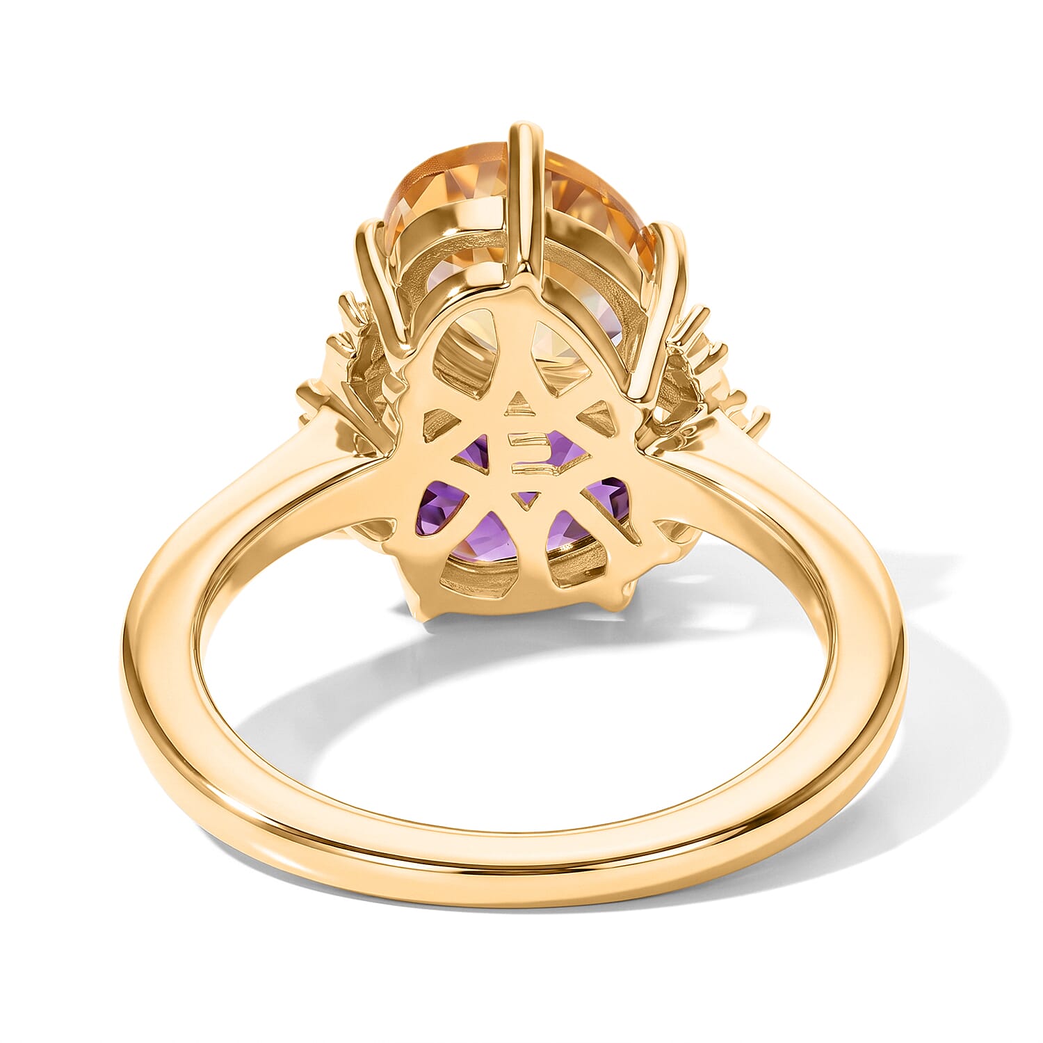 EverTrue African Amethyst and Multi Gemstone 2.40 ctw Fancy Ring in 18K YG Plated (Size 5.0)
