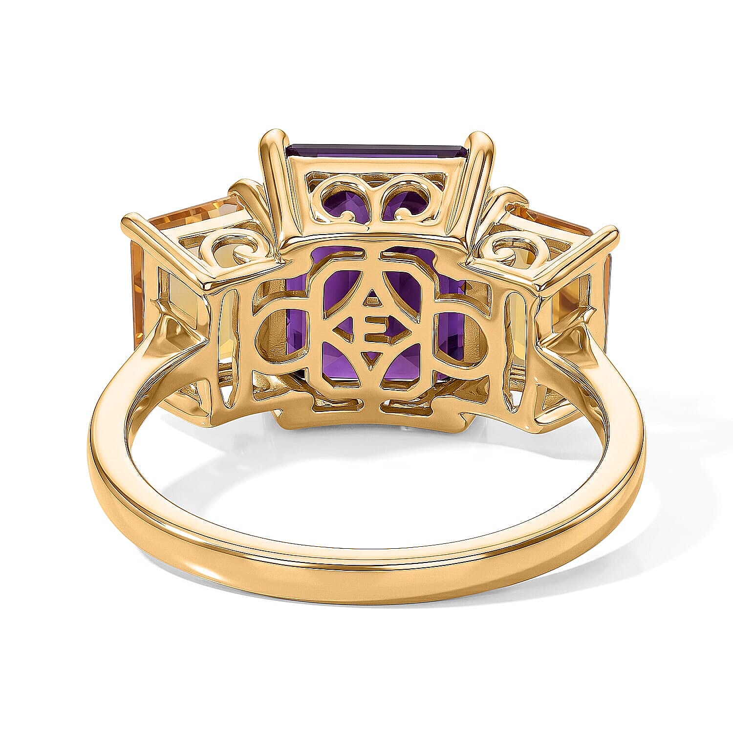 EverTrue African Amethyst and Brazilian Citrine 8.65 ctw Color-Block Fall Ring in 18K YG Plated (Size 11.0)
