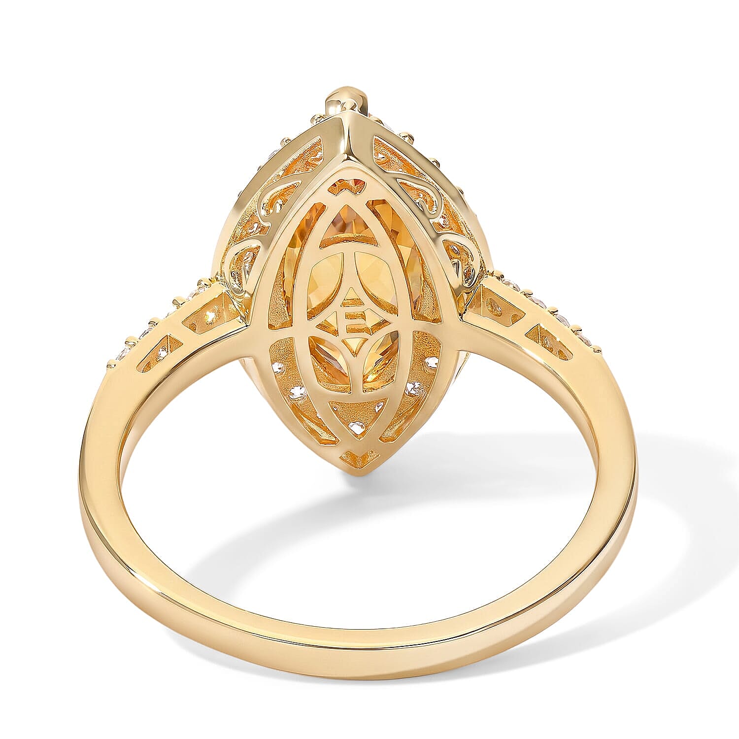 EverTrue Brazilian Citrine and White Zircon 4.65 ctw Marigold Wrap Ring in 18K YG Plated (Size 11.0)