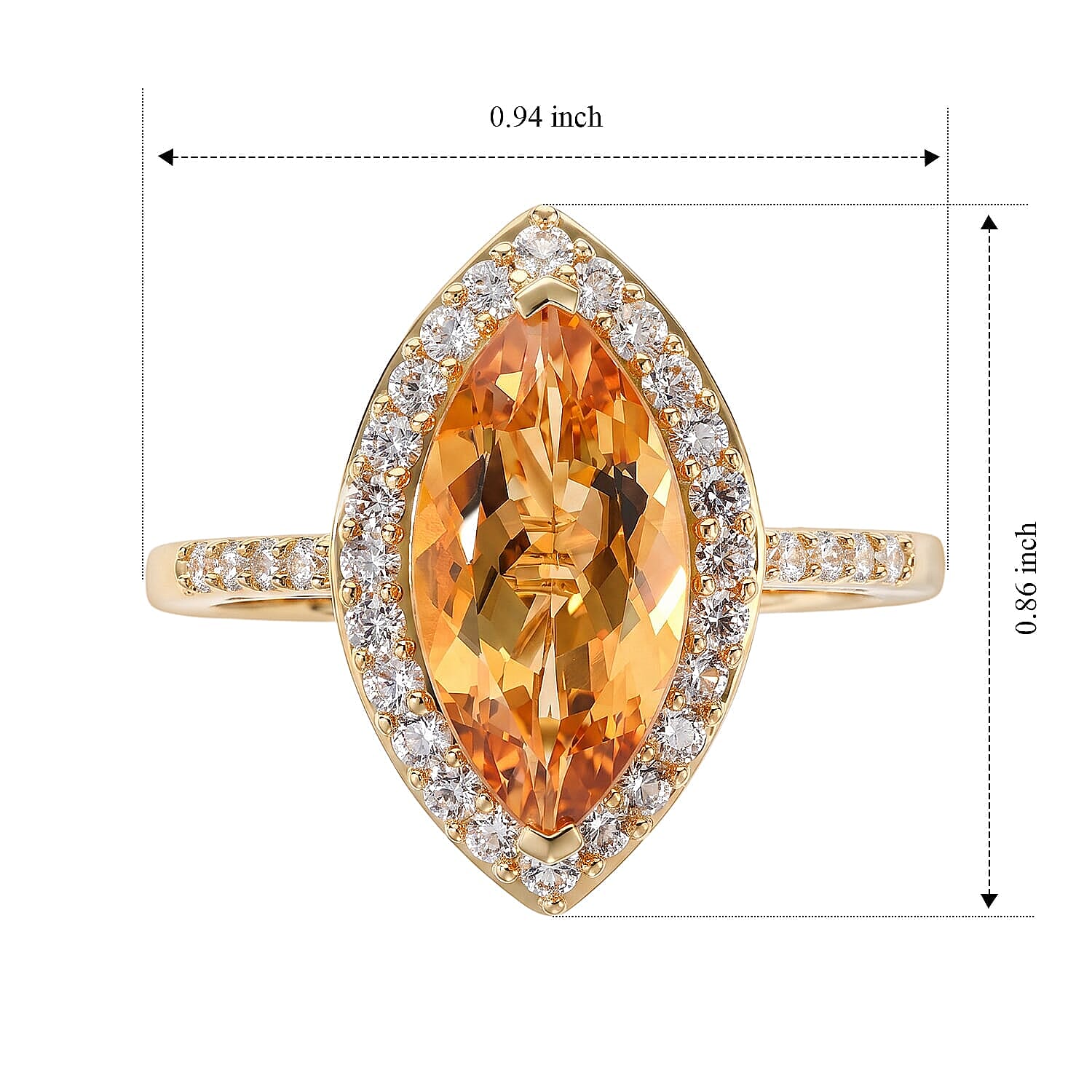 EverTrue Brazilian Citrine and White Zircon 4.65 ctw Marigold Wrap Ring in 18K YG Plated (Size 11.0)