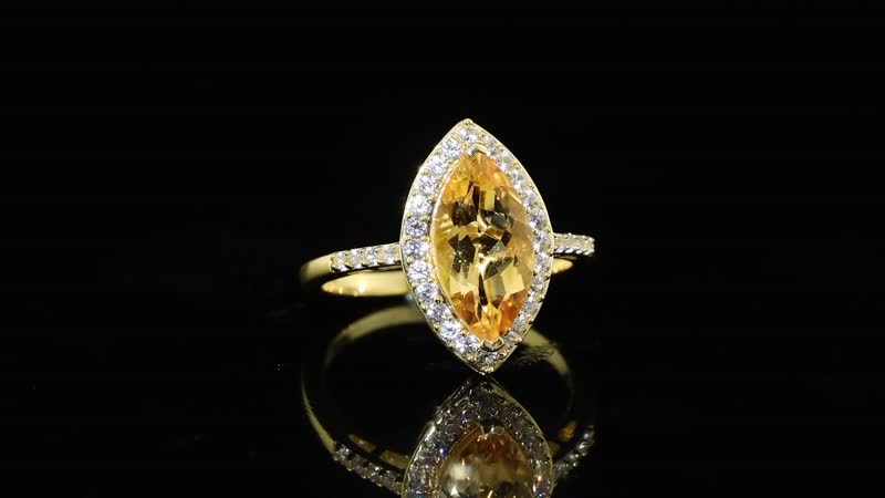 EverTrue Brazilian Citrine, White Zircon Fancy Ring in 18K YG Plated (Size 10.0) 4.65 ctw