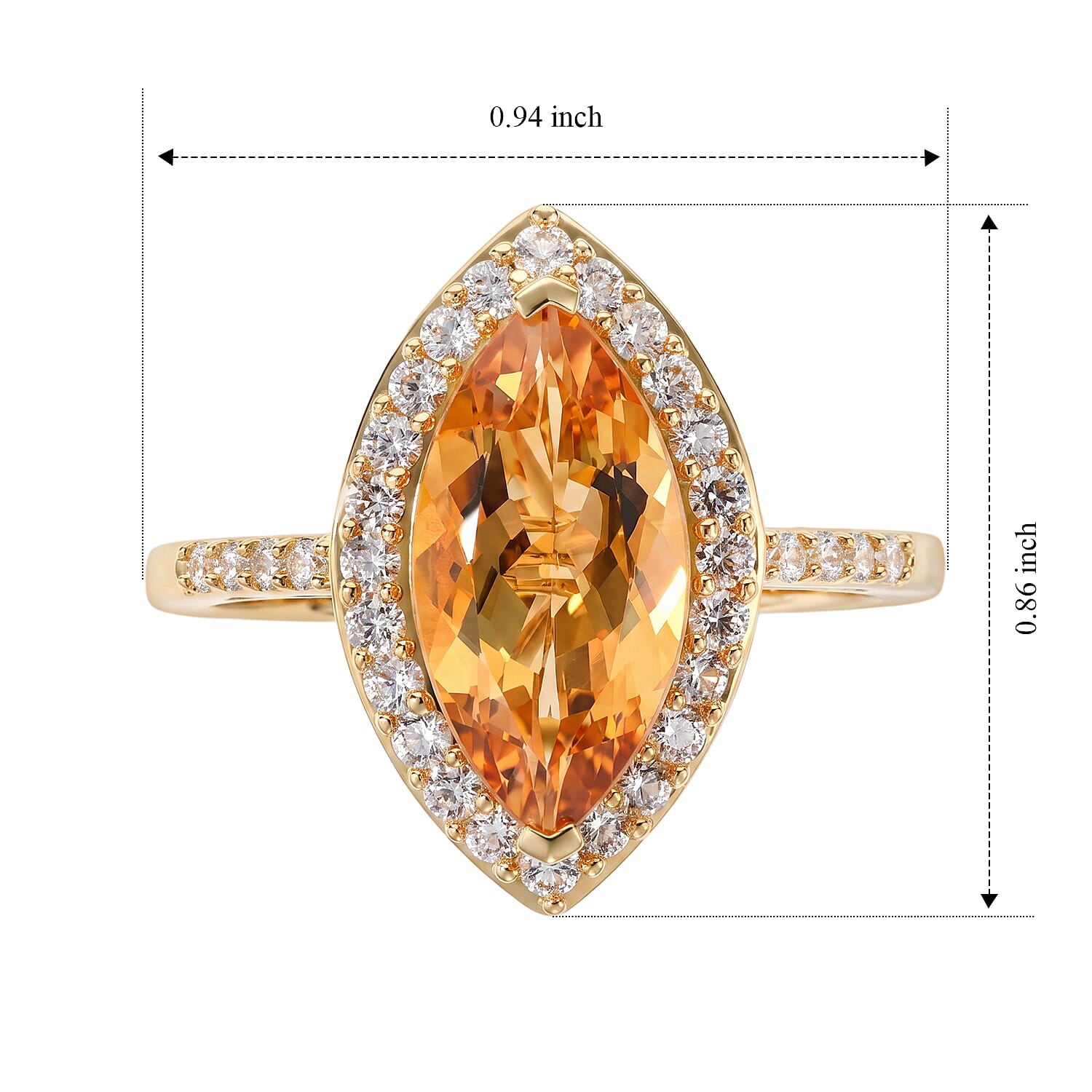 EverTrue Brazilian Citrine and White Zircon 4.65 ctw Marigold Wrap Ring in 18K YG Plated (Size 5.0)