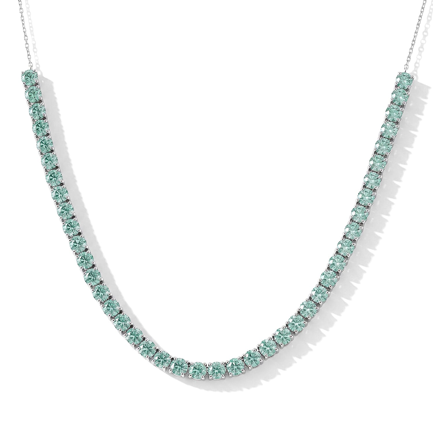 D'Joy Green Moissanite 19.35 ctw Necklace in Rhodium Over Sterling Silver 18 Inches
