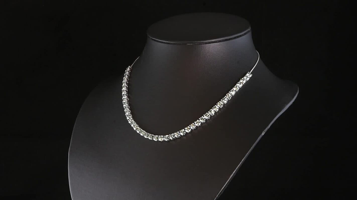 D'Joy Green Moissanite 19.35 ctw Necklace in Rhodium Over Sterling Silver 18 Inches