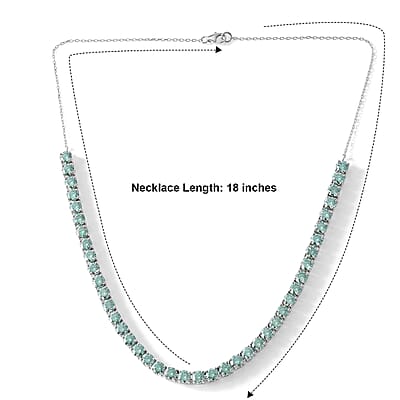 D'Joy Green Moissanite 19.35 ctw Necklace in Rhodium Over Sterling Silver 18 Inches