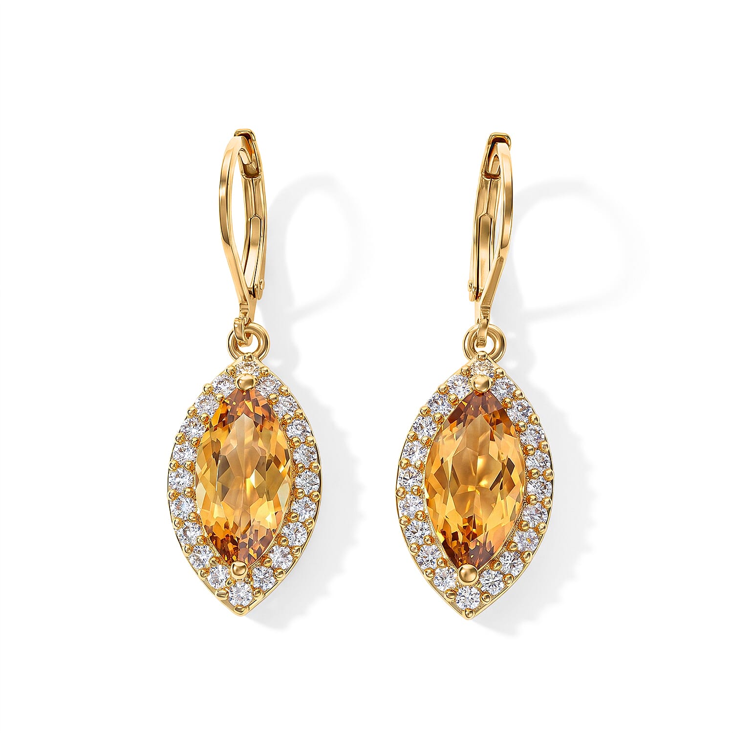 EverTrue Brazilian Citrine and White Zircon 6.10 ctw Earrings in 18K YG Plated