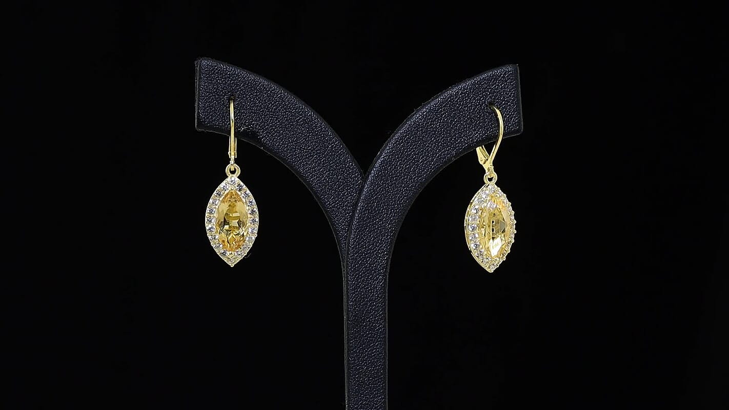 EverTrue Brazilian Citrine, White Zircon Earrings in 18K YG Plated 6.10 ctw