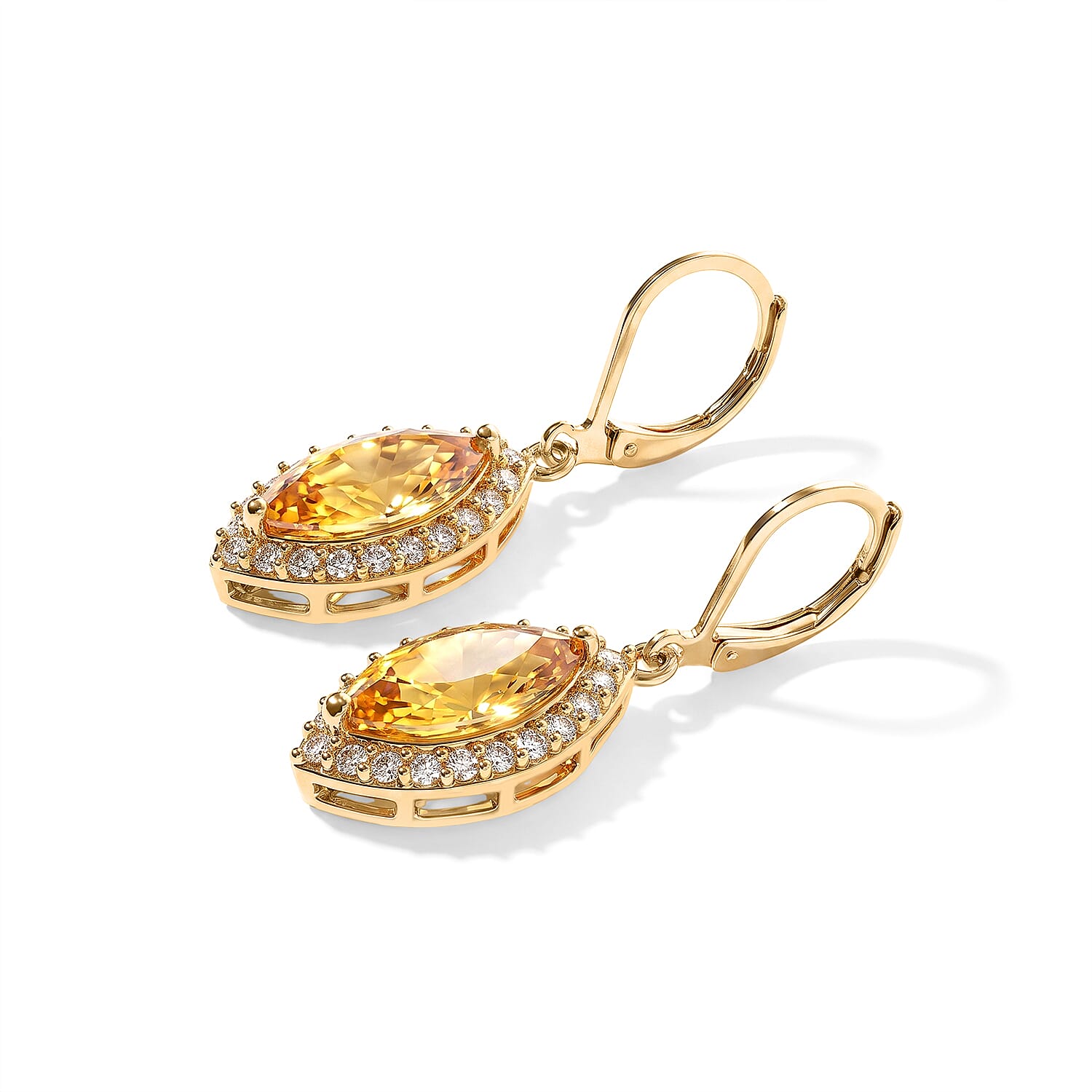 EverTrue Brazilian Citrine and White Zircon 6.10 ctw Earrings in 18K YG Plated