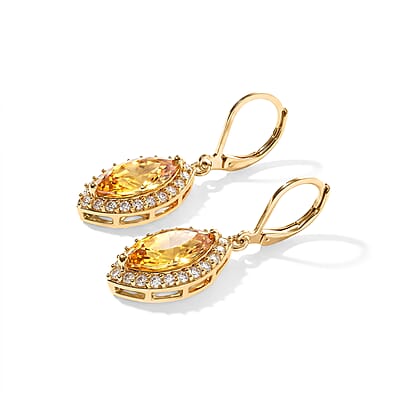EverTrue Brazilian Citrine and White Zircon 6.10 ctw Earrings in 18K YG Plated