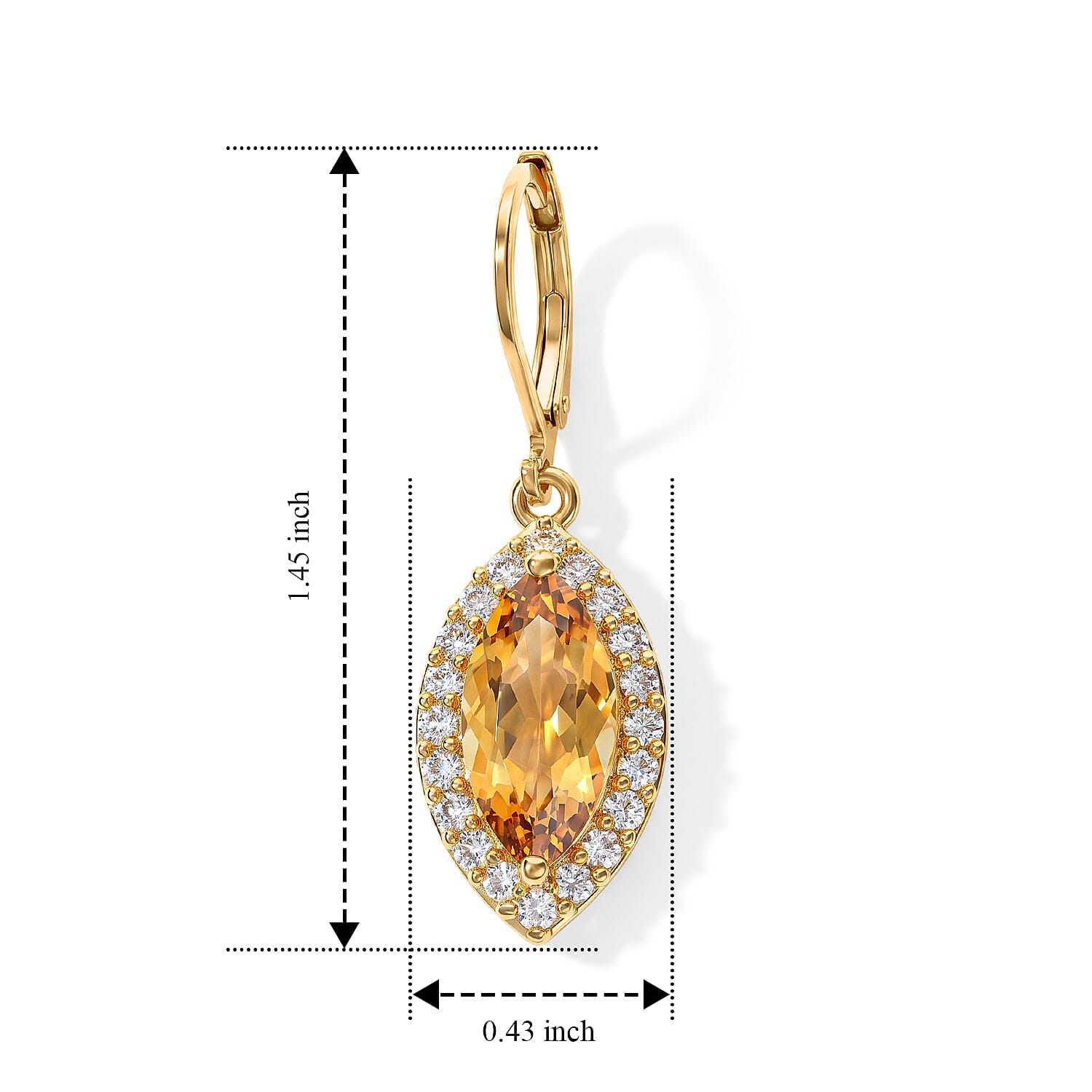 EverTrue Brazilian Citrine and White Zircon 6.10 ctw Earrings in 18K YG Plated