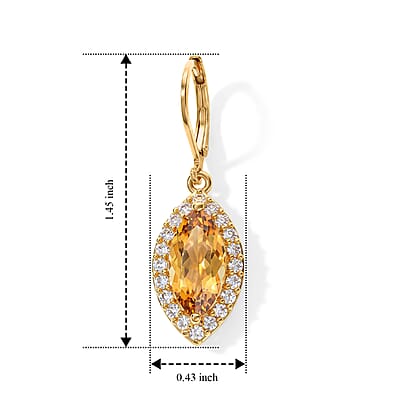 EverTrue Brazilian Citrine and White Zircon 6.10 ctw Earrings in 18K YG Plated