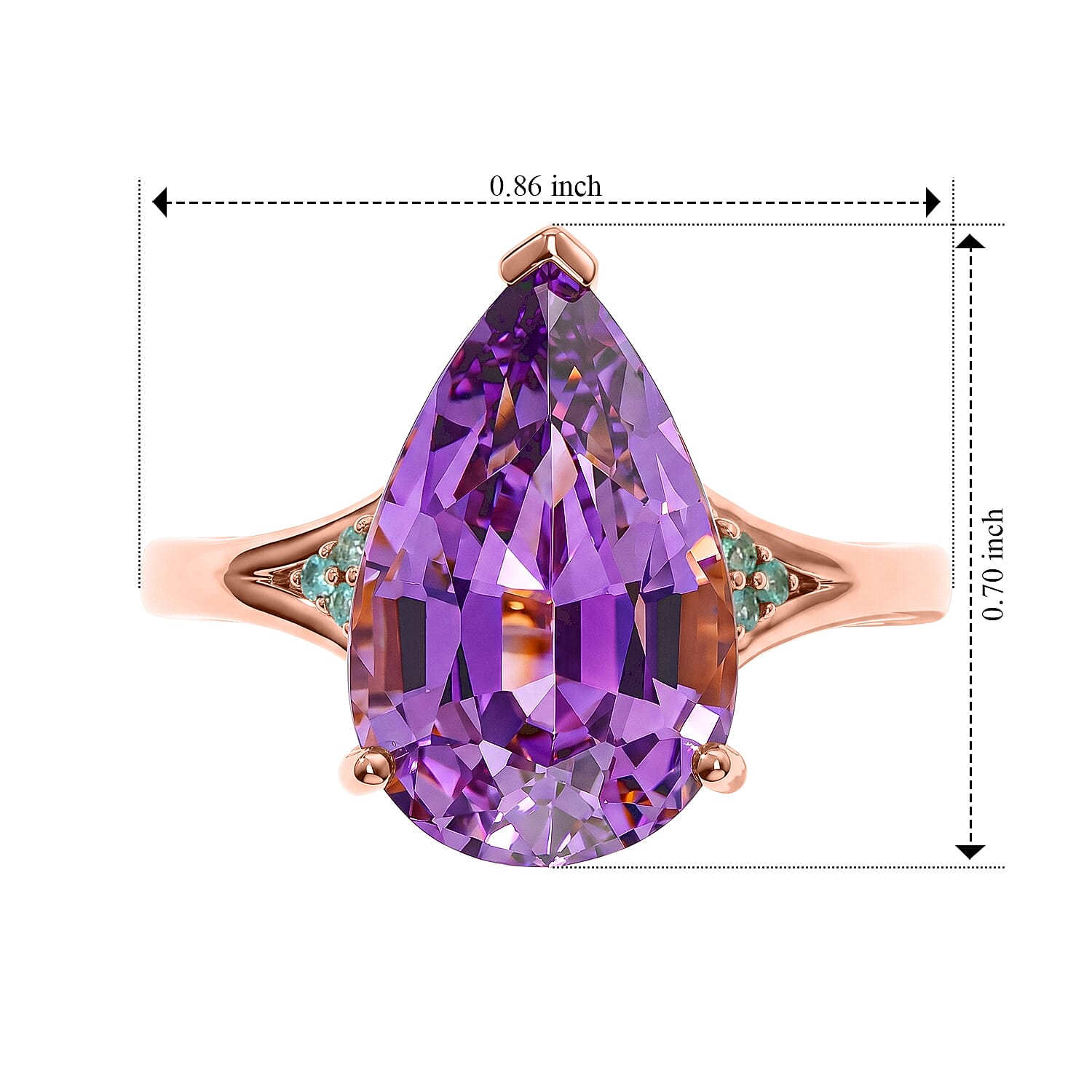 Luxoro AAA Patroke Kunzite and Paraiba Tourmaline 8.20 ctw Blue Trinity Ring in 10K Rose Gold (Size 8.0)
