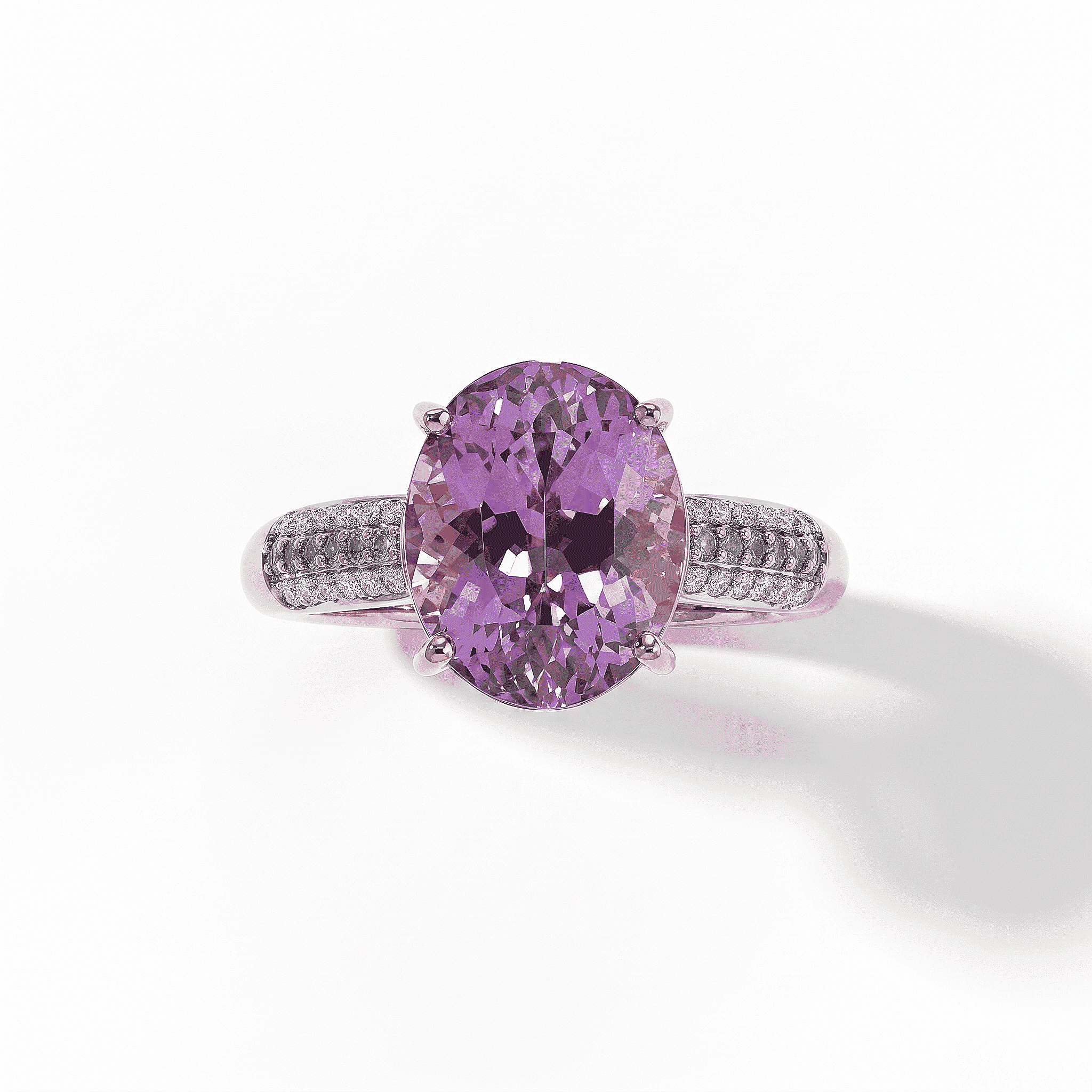 Luxoro AAA Patroke Kunzite, Paraiba Tourmaline and Diamond I2 6.70 ctw Azure Line Ring in 10K Rose Gold (Size 6.0)