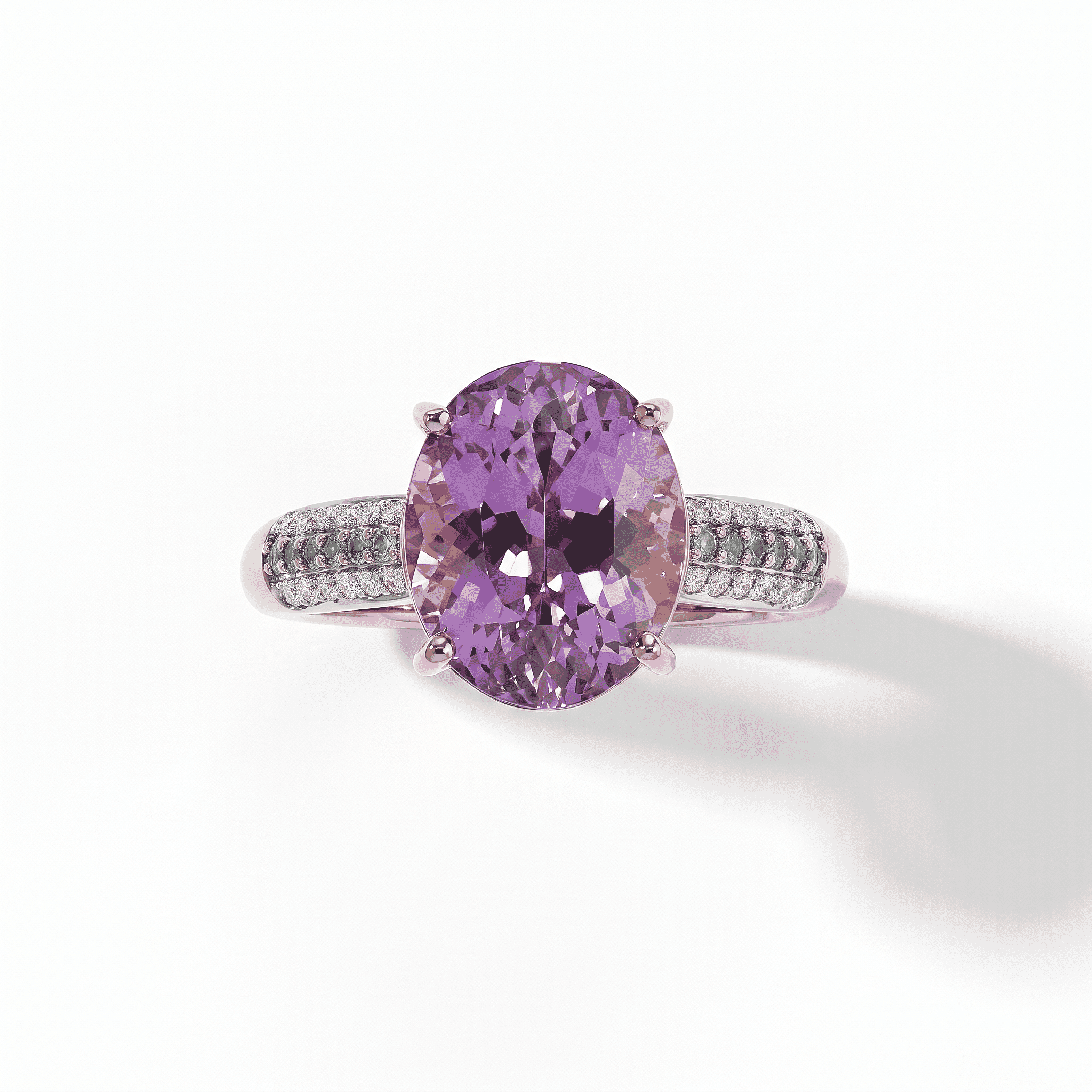 Luxoro AAA Patroke Kunzite, Paraiba Tourmaline and Diamond (I2) 6.70 ctw Azure Line Ring in 10K Rose Gold (Size 7.0)