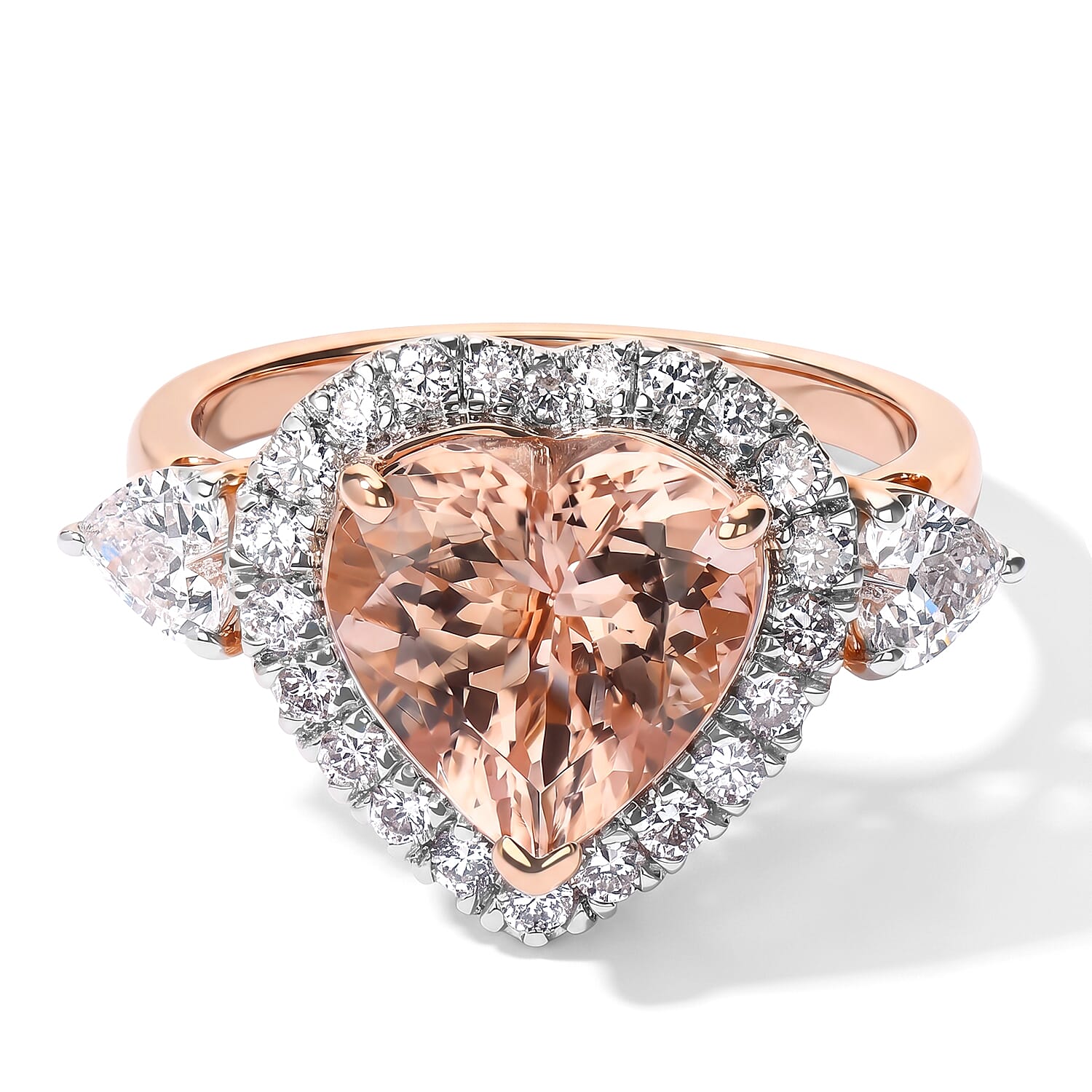 Certified & Appraised AAA Marropino Morganite and Luxuriant Lab Grown Diamond G-H SI 4.10 ctw Ring in 10K Rose Gold (Size 6.0)