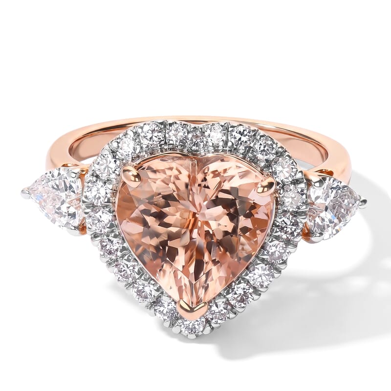 Certified & Appraised AAA Marropino Morganite and Luxuriant Lab Grown Diamond G-H SI 4.10 ctw Ring in 10K Rose Gold (Size 6.0)