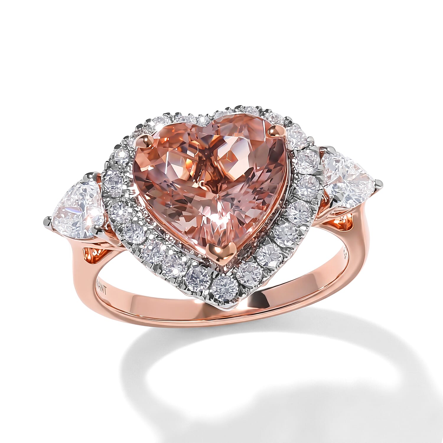 Certified & Appraised AAA Marropino Morganite and Luxuriant Lab Grown Diamond G-H SI 4.10 ctw Ring in 10K Rose Gold (Size 6.0)