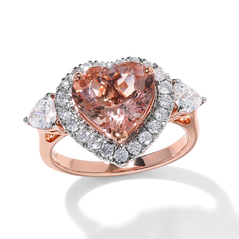 Certified & Appraised AAA Marropino Morganite and Luxuriant Lab Grown Diamond G-H SI 4.10 ctw Ring in 10K Rose Gold (Size 6.0)