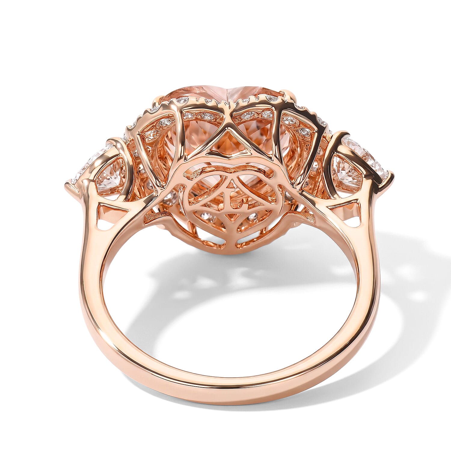 Certified & Appraised AAA Marropino Morganite and Luxuriant Lab Grown Diamond G-H SI 4.10 ctw Ring in 10K Rose Gold (Size 6.0)