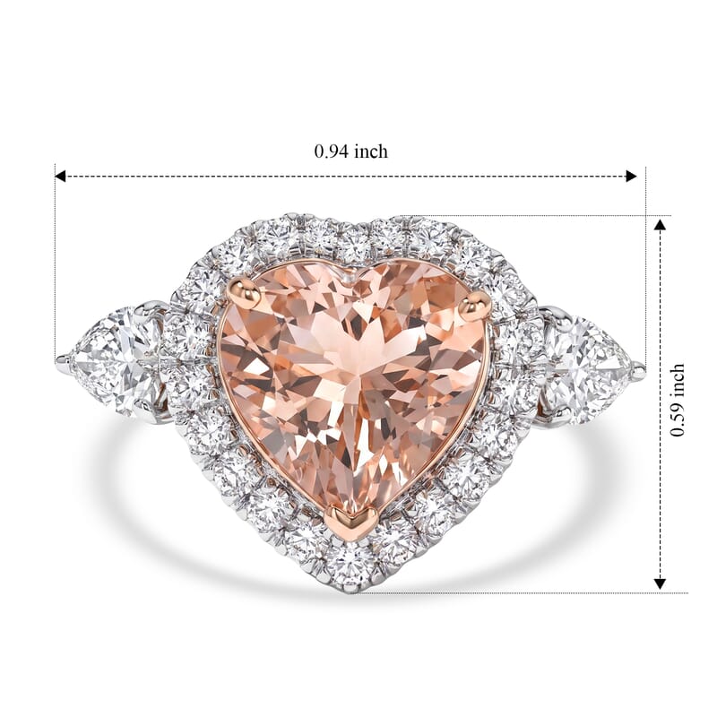 Certified & Appraised AAA Marropino Morganite and Luxuriant Lab Grown Diamond G-H SI 4.10 ctw Ring in 10K Rose Gold (Size 6.0)