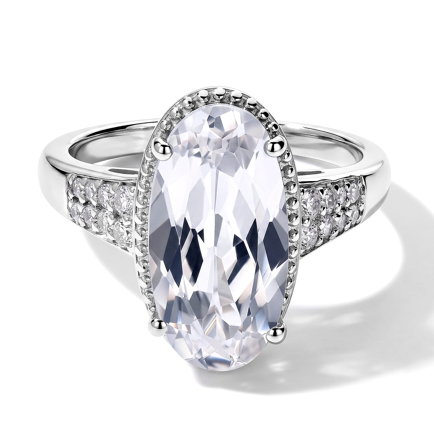 EverTrue Lab Created White Sapphire 7.25 ctw Colors of Light Ring in Platinum Bond (Size 5.0)