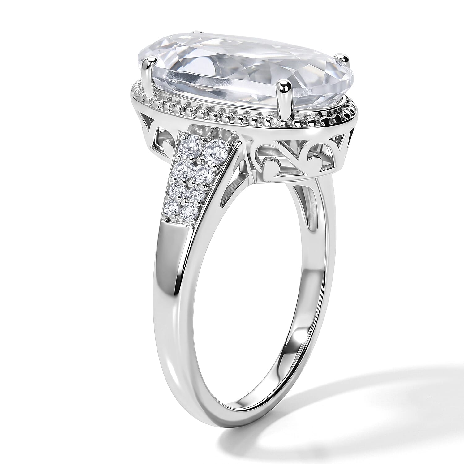 EverTrue Lab Created White Sapphire 7.25 ctw Colors of Light Ring in Platinum Bond (Size 5.0)