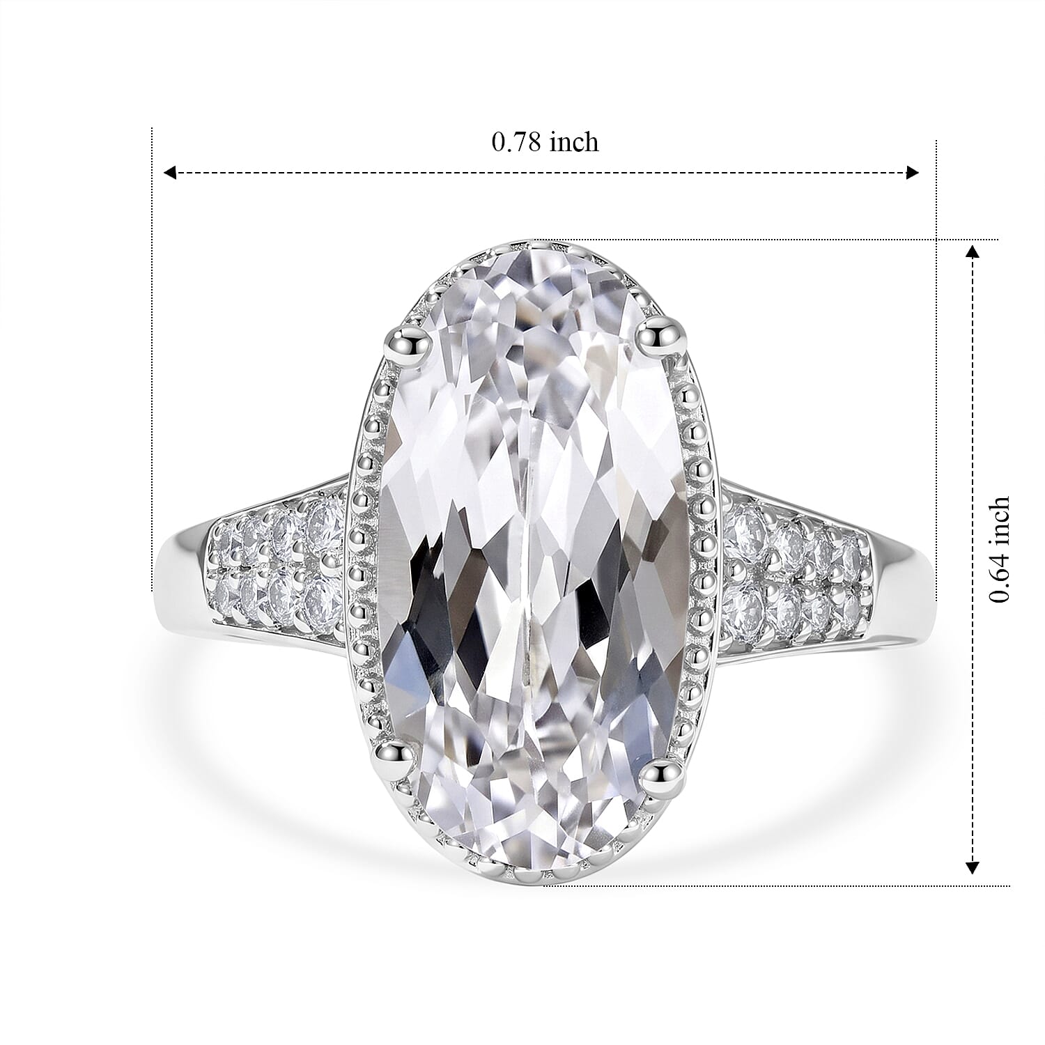 EverTrue Lab Created White Sapphire 7.25 ctw Colors of Light Ring in Platinum Bond (Size 5.0)