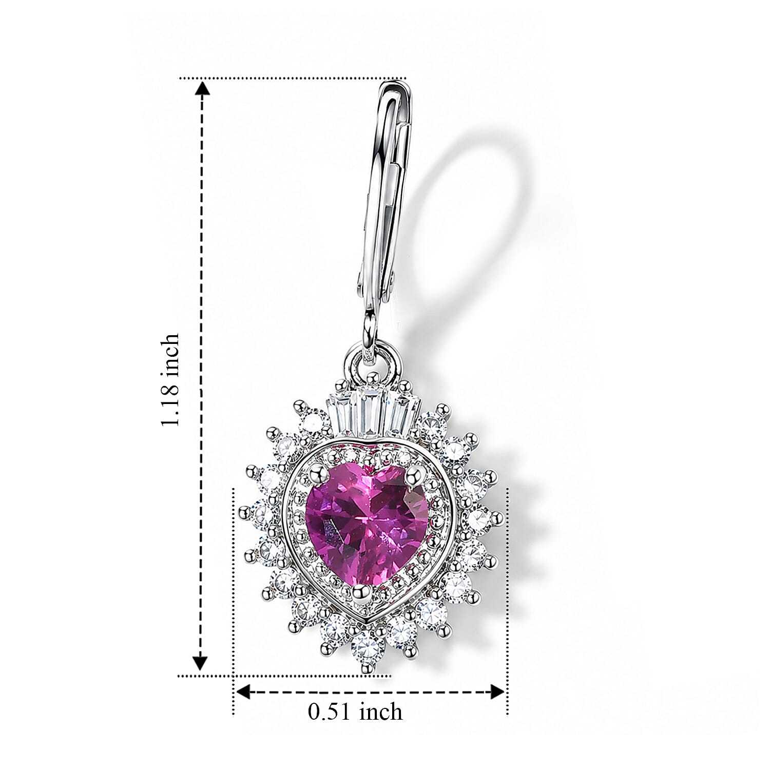 EverTrue Lab Created Pink Sapphire and Moissanite 2.70 ctw Earrings in Platinum Bond