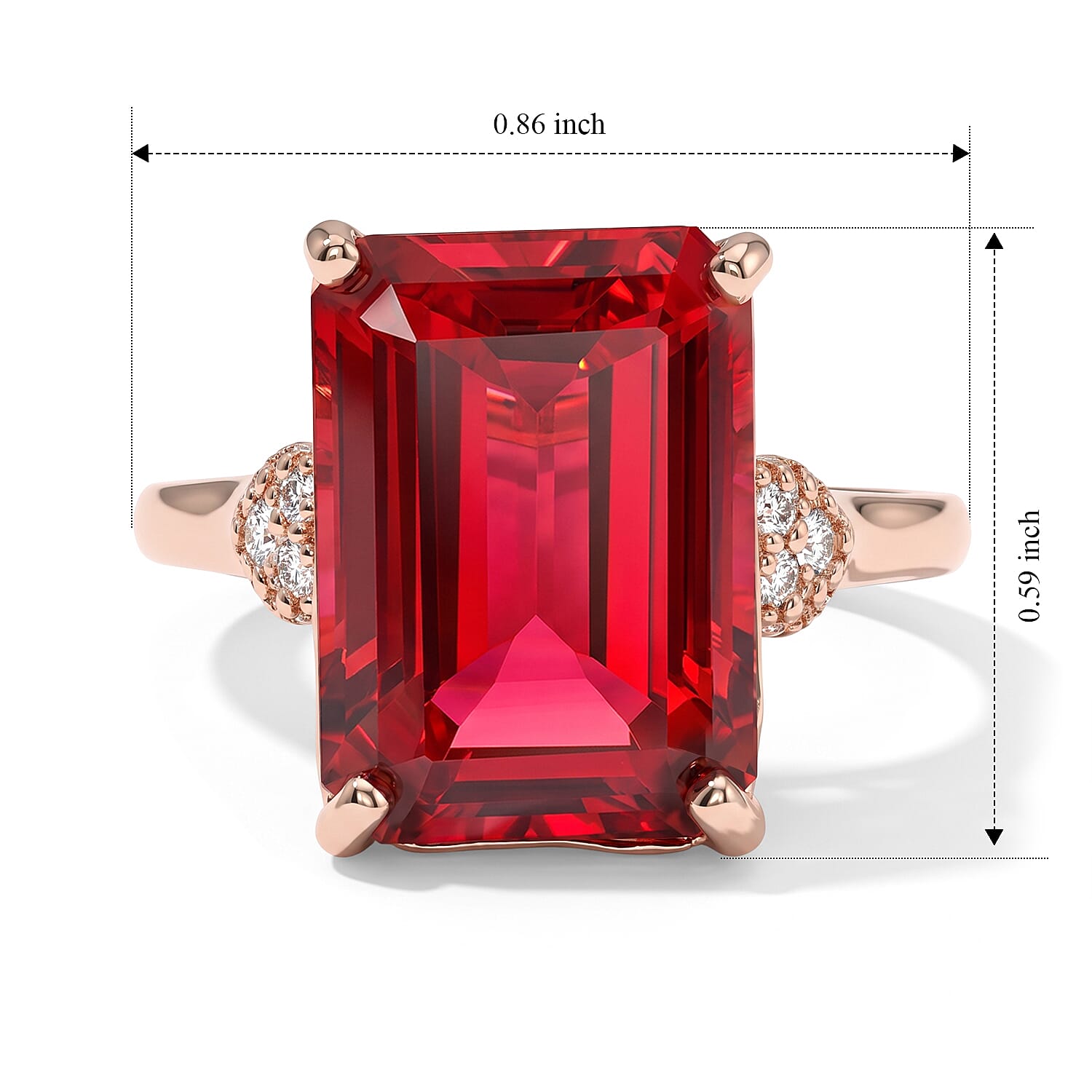 EverTrue Lab Created Padparadscha Sapphire and White Zircon 10.55 ctw Sunset Glow Ring in 18K Rose Gold Plated (Size 6.0)