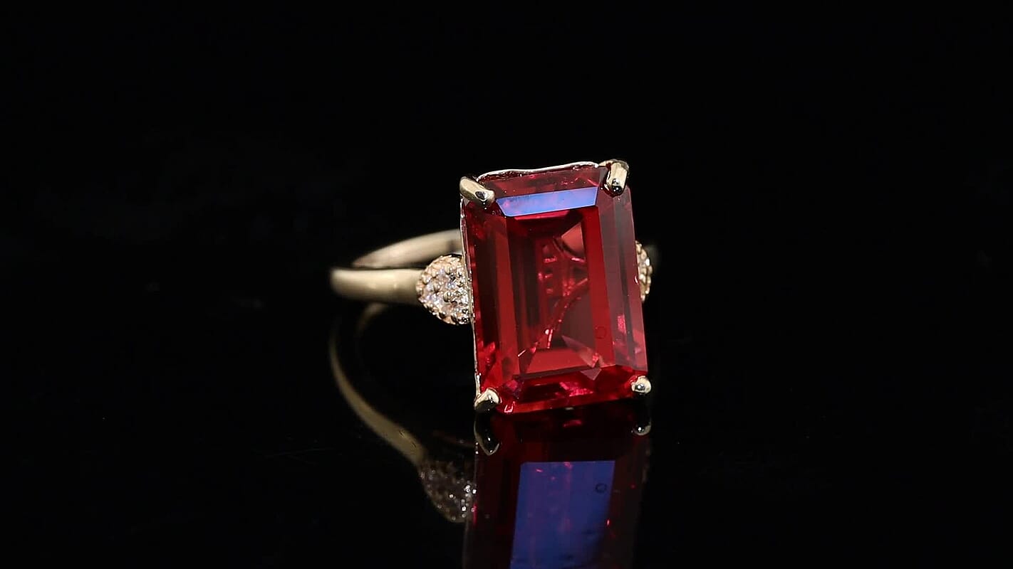EverTrue Lab Created Padparadscha Sapphire, White Zircon Ring in 18K RG Plated (Size 10.0) 10.55 ctw