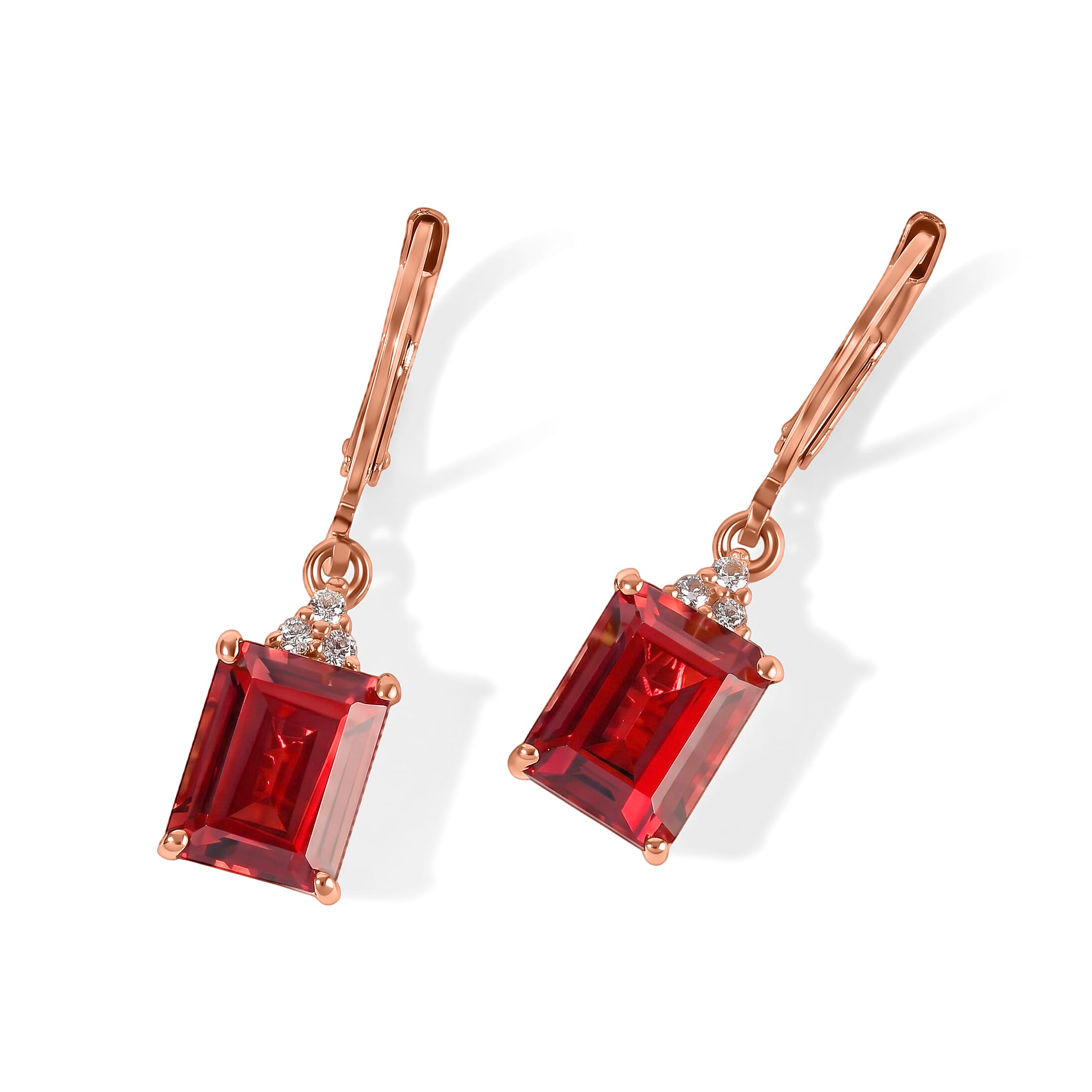 EverTrue Lab Created Padparadscha Sapphire and White Zircon 7.00 ctw Earrings in 18K RG Plated
