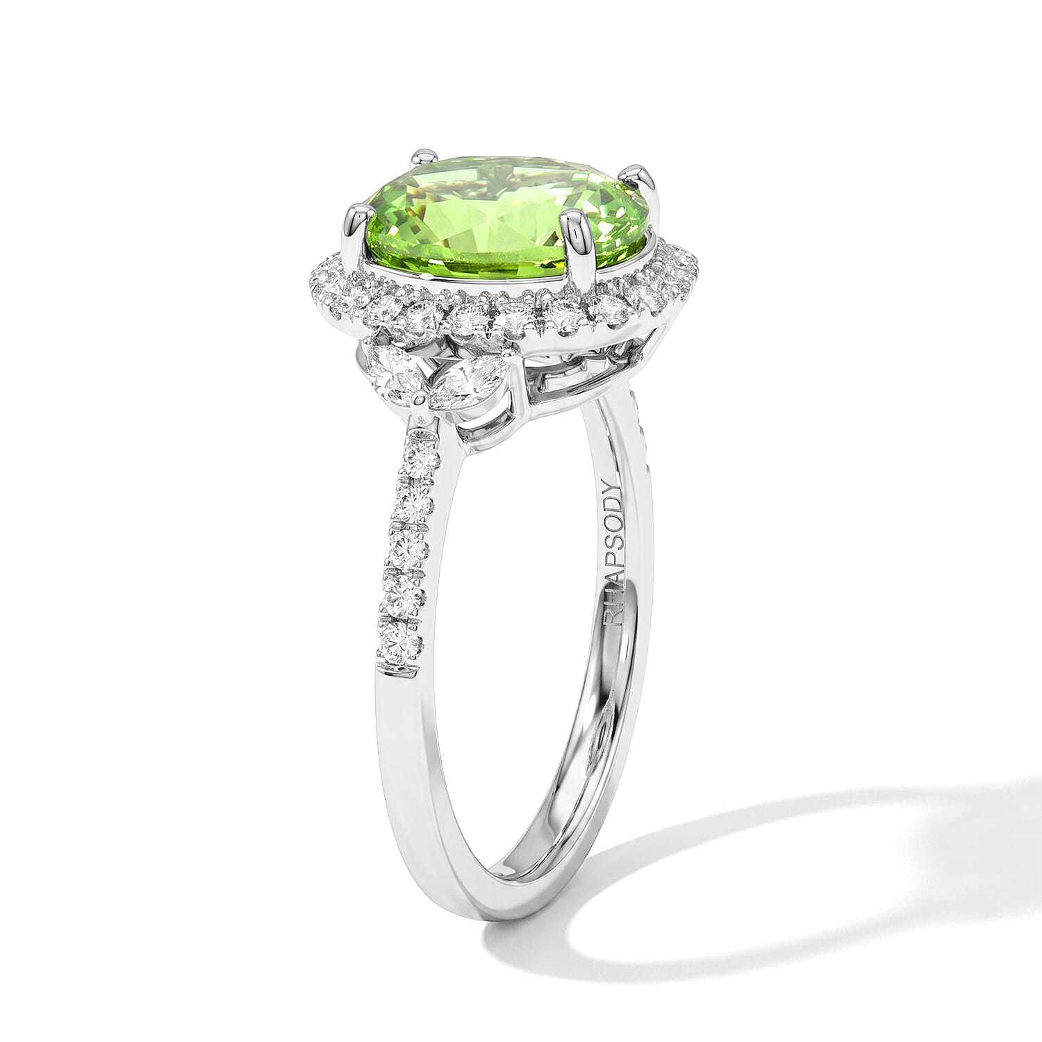 Certified & Appraised Rhapsody AAAA Arquiana Mint Tourmaline and Diamond VS-EF 3.05 ctw Ring in 950 Platinum (Size 6.0) 5.00 Grams