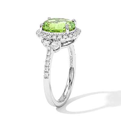 Certified & Appraised Rhapsody AAAA Arquiana Mint Tourmaline and Diamond VS-EF 3.05 ctw Ring in 950 Platinum (Size 6.0) 5.00 Grams