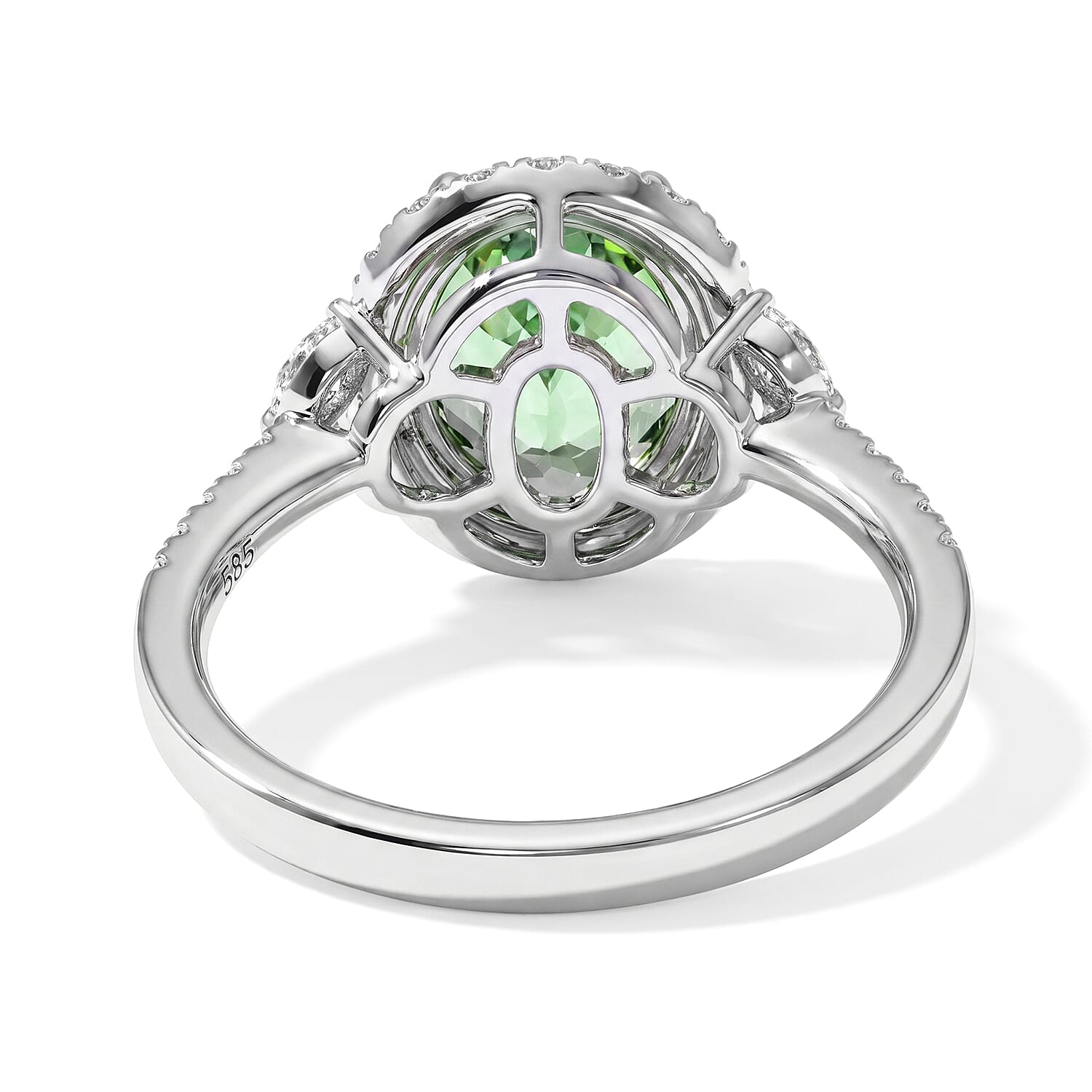 Certified & Appraised Rhapsody AAAA Arquiana Mint Tourmaline and Diamond VS-EF 3.05 ctw Ring in 950 Platinum (Size 6.0) 5.00 Grams