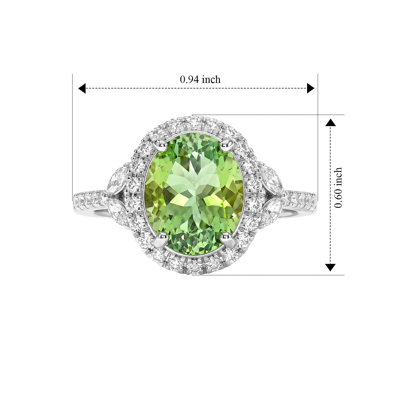 Certified & Appraised Rhapsody AAAA Arquiana Mint Tourmaline and Diamond VS-EF 3.05 ctw Ring in 950 Platinum (Size 6.0) 5.00 Grams